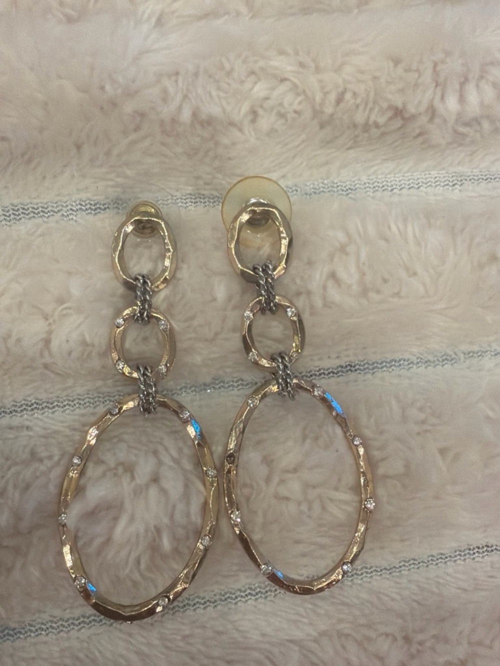 Gold-Tone Triple Hoop Drop Earrings - Elegant Women Jewelry